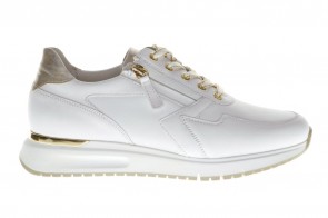 Gabor Witte Sneaker Met Veter En Rits Gouden Details