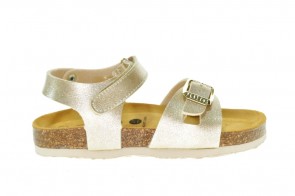Gouden Meisjes Sandaal In Leder Plakton Met Velcro